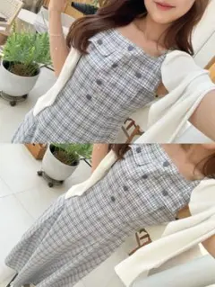 AnMILLE アンミール チェックノースリーブOP