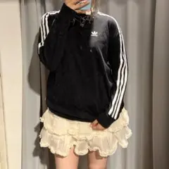 adidas三本線ロンTワンポイントトレフォイルロゴ刺繍ダークコアスポーティ