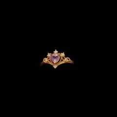 【現品限り】ハート アメジスト ストーン クラウン リング 指輪