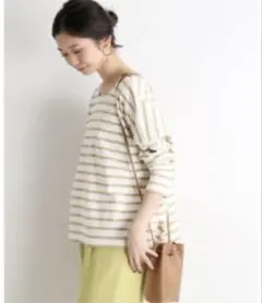 Le Minor ベージュ×ホワイトボーダーカットソー