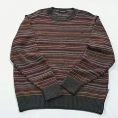 アクアスキュータム　クルーネック　ニットセーター　ボーダー　ロゴ刺繍　2L
