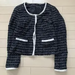 12.9 ロートレアモン ツイードノーカラージャケット ブラック 36