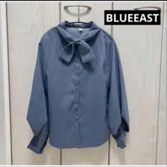 BLUEEAST くすみブルー　Mサイズ リボンタイブラウス　秋春のサムネイル