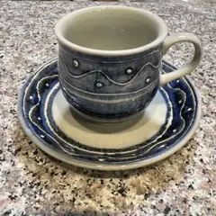 青と白の波模様 カップと皿 セット