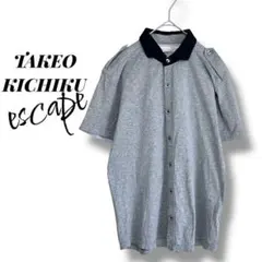 【タケオキクチ】ポロシャツ　半袖　メンズ　コットン　シンプルデザイン　グレー　Mのサムネイル