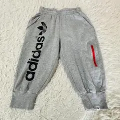 adidas ビッグロゴ スウェットパンツ グレー 赤ライン