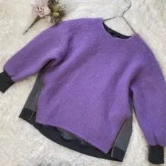 【Rien+/リャンプラス】パープル グレー トレーナー （F）　オーバーサイズ