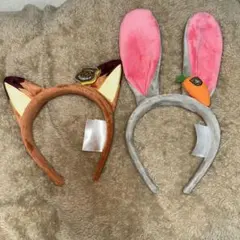 【ズートピア】ニック＆ジュディ カチューシャ 2点セット 美品 上海ディズニー