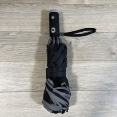折りたたみ傘 LEDライト付き 黒 グレー ストライプ模様　K11
