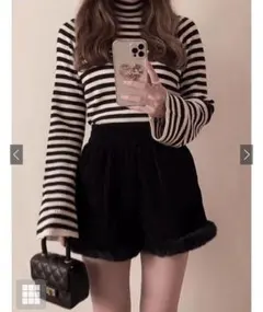 GRLボーダー柄フレアスリーブニットトップス