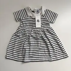 新品★PETIT BATEAU プチバトー ストライプ柄 刺繍ワンピース74cm