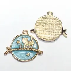 [c-2-④](6個)サークル型エポチャーム(ターコイズブルー)