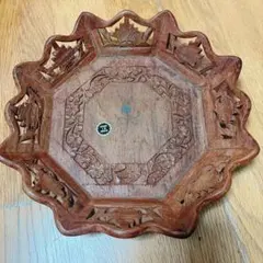 彫刻入り八角形木製皿 MADE IN INDIA♪