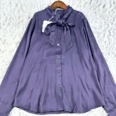 未使用級 セオリーリュクス シルク リボンボウタイ とろみブラウス 長袖シャツ