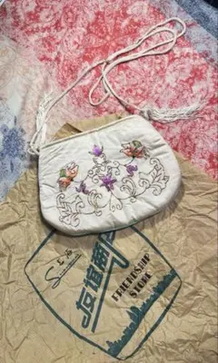 【異国情緒】ポシェット 刺繍MAGNOLIA 上海友誼商店70s海外ヴィンテージ