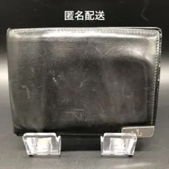GUCCI グッチ 二つ折り財布 小銭入れなし レザー メンズ ブラック