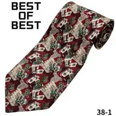 BEST OF BEST　ネクタイ　韓国製　レッド　総柄　アート　パーティー