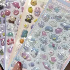 10枚セット ボンボンドロップ風シール ぷくぷく　3D 立体シール　まとめ売り