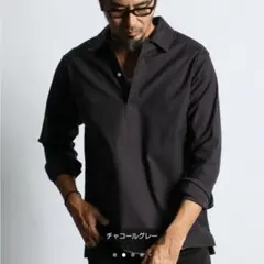 WEB限定ダファー製品染めニュアンスカラースキッパーシャツＬチャコールグレーのサムネイル