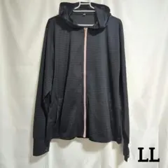 ラッシュガード パーカー UVカット 指穴 ボーダー ブラック LL