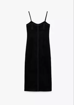 【ZARA】フェイクスエードワンピース キャミワンピース ブラック