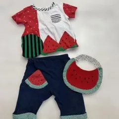 BABY CHEER スイカ柄 トップス パンツ スタイ 3点セット