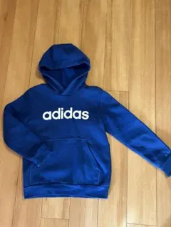美品✨adidas 青 フード付きパーカー裏起毛