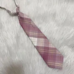 【ネクタイ　チェックF12】ピンク色　スクールネクタイ　つけネクタイ
