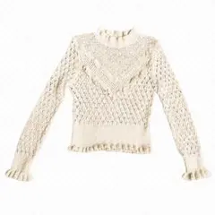 最終値下げZARA フリル透かし編みニット アイボリー M