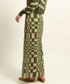 Ray BEAMS ジオメトリックニットスカート