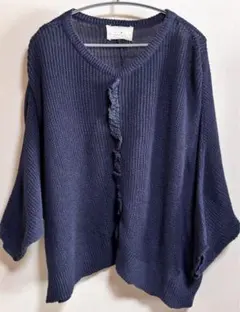 ドラッグストアーズ・fu-ai ネイビー ニットセーター フリル付き