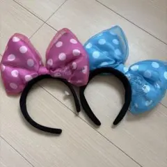 ミニーちゃん デカリボン ピンク 水色 カチューシャ