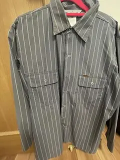 Carhartt グレー ストライプ 長袖シャツ M