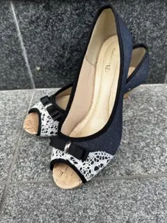 B.C.Company ネイビーオープントゥパンプス