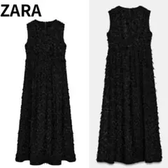 ZARA エンボス加工生地ミディワンピース L - メルカリ