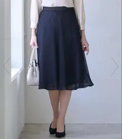 ネイビー　フレアスカート　セレモニー　オケージョン　洗える M