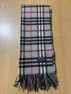 美品　バーバリー　ウール100% カシミア　ノバチェック　マフラー　グレー