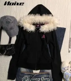 SHEIN Noixe フード付き パーカー Y2K ギャル ファー付き 未使用