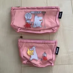 ムーミン仕分けメッシュポーチU 2つセット　ピンク