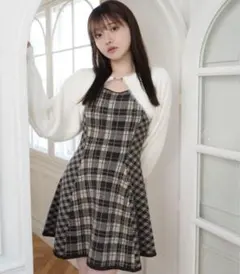 リップサービス フェザーチェックアンサンブルワンピース ブラウン