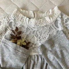 新品★サマンサモスモス★sm2★胸元レース＊シャーリング襟＊切り替えカットソー