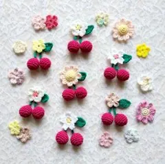 さくらんぼとお花のモチーフ☆ワインレッド　ボルドー