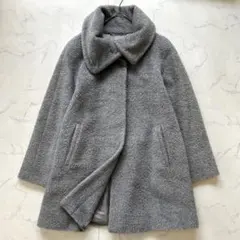 マックスマーラ 高級アルパカ混 シャギーコート テディ グレー