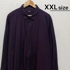 USA古着　ALFANI　長袖シャツ　XXL　ダークパープル　紫　無地　コットン
