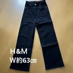 Ｈ&Ｍ　DIVDEDレディースワイドバギーパンツ　ブラック　W約63㎝