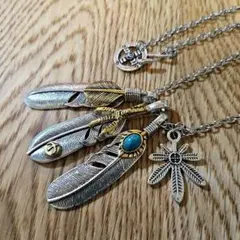 極美品 フェザー ネックレス インディアンジュエリー イーグルフック　ホイール