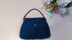 ハンドメイド編み物 ハンドバッグ美品!