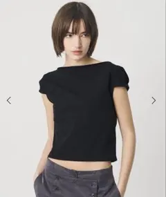 ATTISESSION コットン カップスリーブ Tシャツ　黒のサムネイル