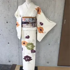 正絹　葡萄柄　訪問着　袷　小さめサイズ