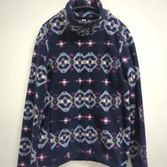 UNIQLO ユニクロ 幾何学模様 フリース ジャケット M ネイビー